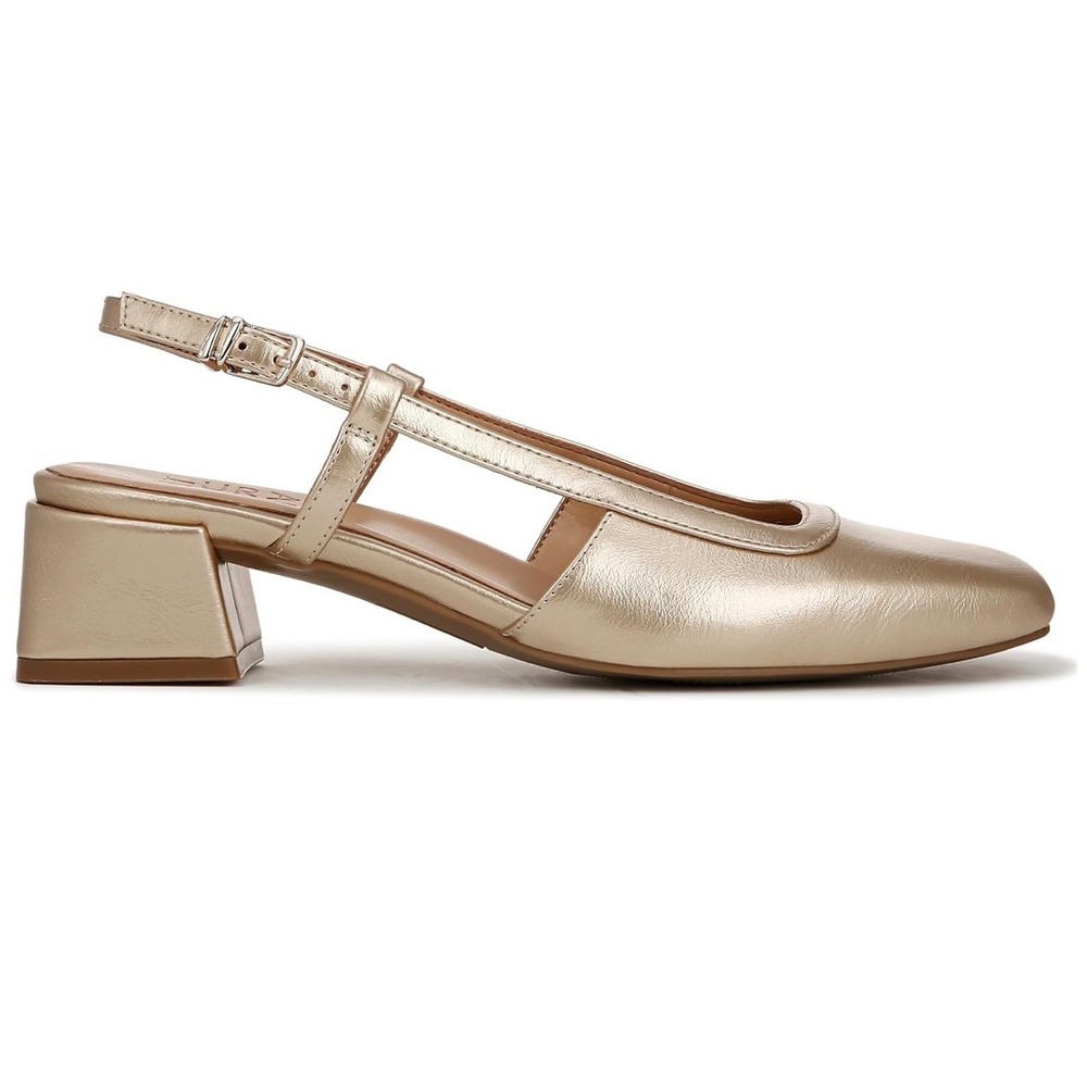 Naturalizer Womens Harper Pump Gold Metallic Square Toe Block Heel Slingback 9 - Picture 4 of 11